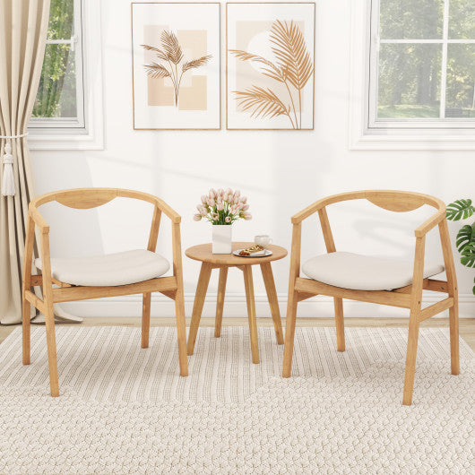 Bamboo Accent Chair with Armrest and Curved Backrest-Natural