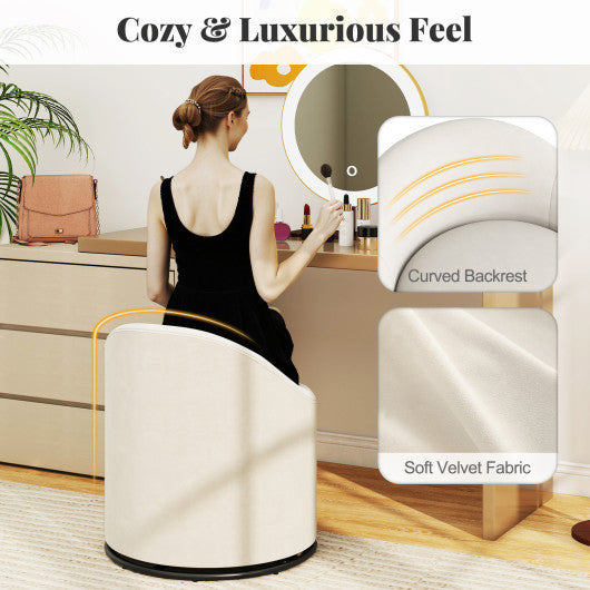 Barrel Chair with Storage 360¡« Swivel Upholstered Vanity Chair-Beige
