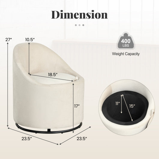 Barrel Chair with Storage 360¡« Swivel Upholstered Vanity Chair-Beige