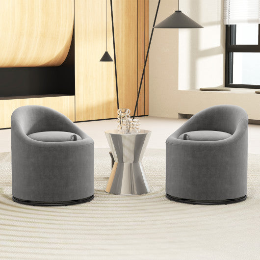 Barrel Chair with Storage 360¡« Swivel Upholstered Vanity Chair-Gray