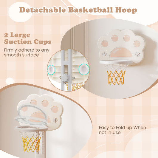 3 in 1 Kids Basketball Hoop with Basketball and Foldable Rim-Gray
