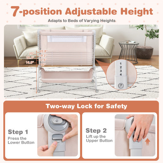 3-in-1 Baby Bassinet with Double-Lock Design and Adjustable Heights-Beige