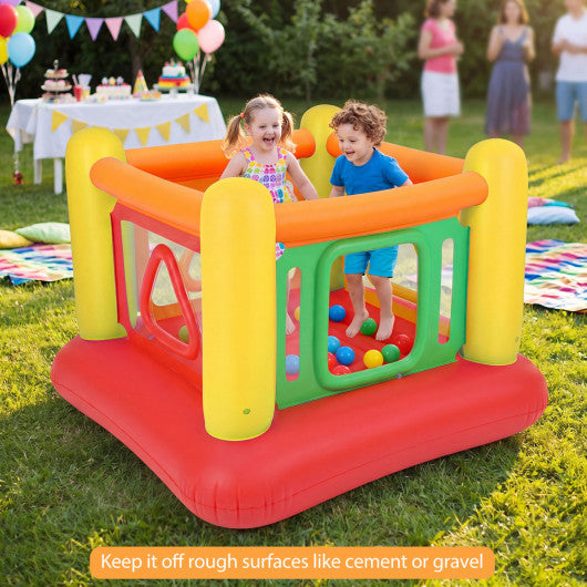 Blow Up Jumping House for Kids with Transparent Side Walls-Red