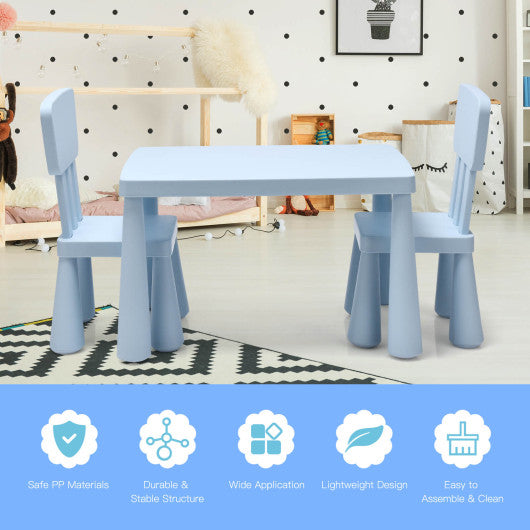 3 Pieces Toddler Multi Activity Play Dining Study Kids Table and Chair Set-Blue