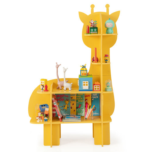 Kids Bookcase Toy Storage Organizer with Open Storage Shelves-Giraffe