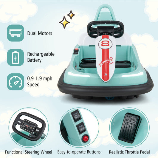 6V kids Ride-on Bumper Car with 360¡ã Spinning and Dual Motors-Green
