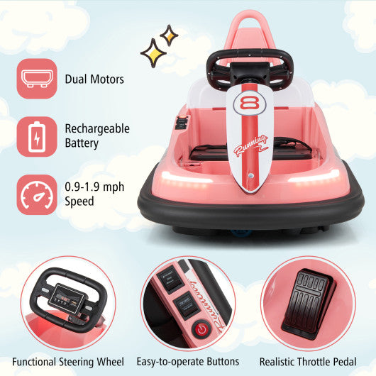 6V kids Ride-on Bumper Car with 360¡ã Spinning and Dual Motors-Pink