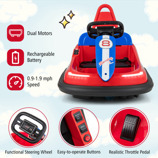 6V kids Ride-on Bumper Car with 360¡ã Spinning and Dual Motors-Red