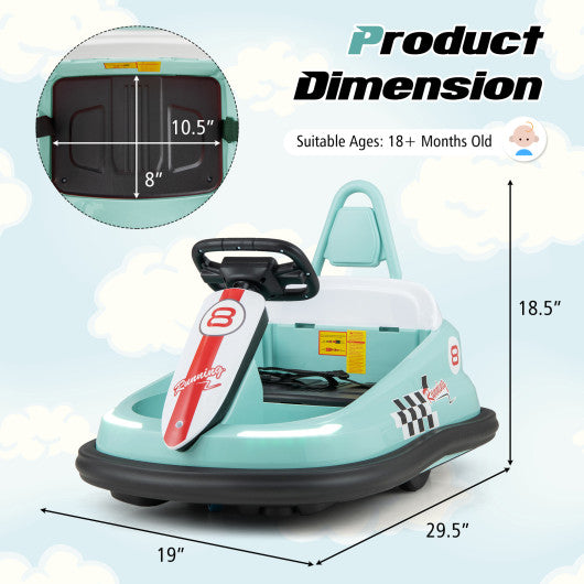 6V kids Ride-on Bumper Car with 360¡ã Spinning and Dual Motors-Green