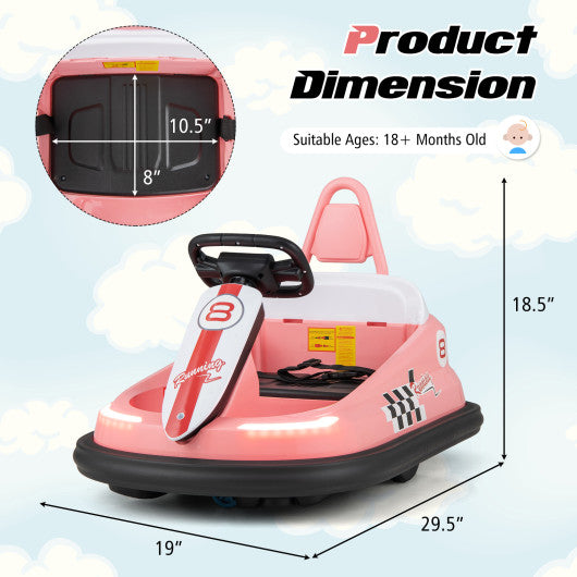 6V kids Ride-on Bumper Car with 360¡ã Spinning and Dual Motors-Pink