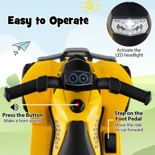 6V Kids Ride on ATV CAT-Licensed with Horn Sound for 18-36 Months Old-Yellow