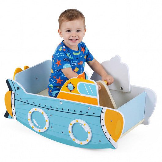 Submarine Wooden Climbing Toy with Rotating Propeller and Rocking Climber