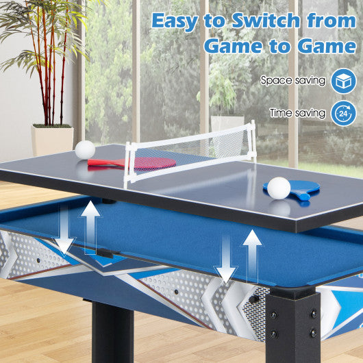 6-In-1 Combo Game Table with Basketball Billiards Ping Pong Hockey Shuffleboard