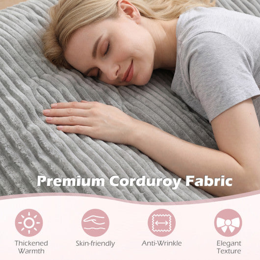 Convertible Bean Bag Floor Sofa with Machine-washable Corduroy Cover-Gray