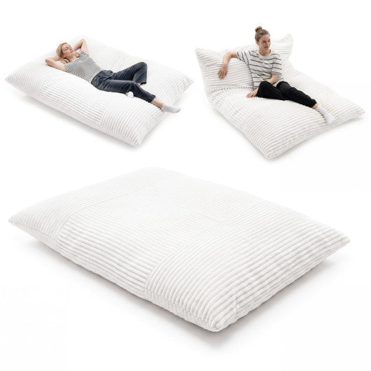 Convertible Bean Bag Floor Sofa with Machine-washable Corduroy Cover-Beige