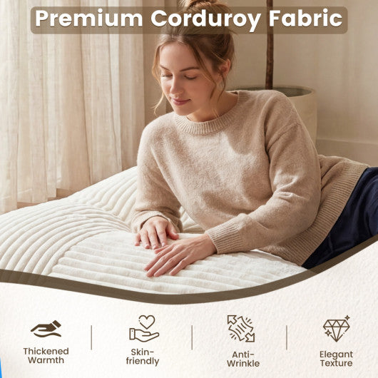 Convertible Bean Bag Floor Sofa with Machine-washable Corduroy Cover-Beige