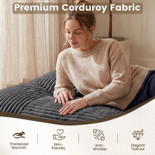 Convertible Bean Bag Floor Sofa with Machine-washable Corduroy Cover-Dark Gray