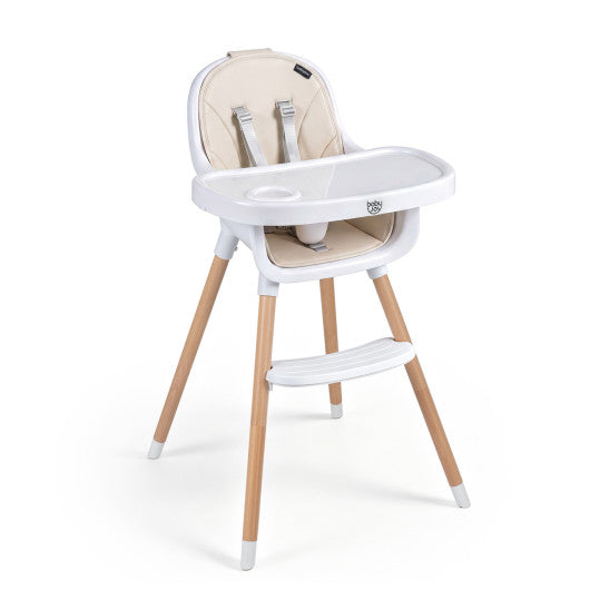 Convertible High Chair with 5-Point Harness for Babies and Toddlers-Beige