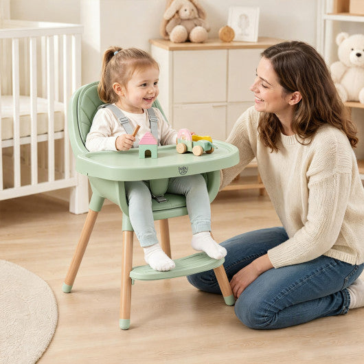 Convertible High Chair with 5-Point Harness for Babies and Toddlers-Green