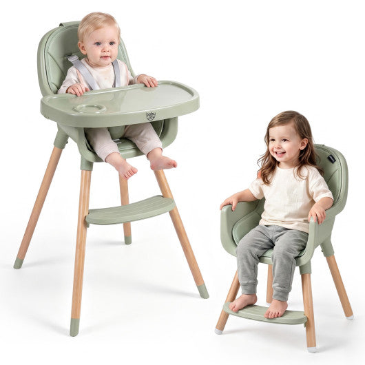 Convertible High Chair with 5-Point Harness for Babies and Toddlers-Green