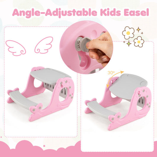 Convertible Kids Activity Table Set Toddler Easel with Erasable Whiteboard-Pink