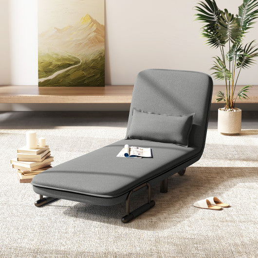 3-in-1 Convertible Sofa Bed with 5-Position Adjustable Backrest and Lumbar Pillow-Dark Gray