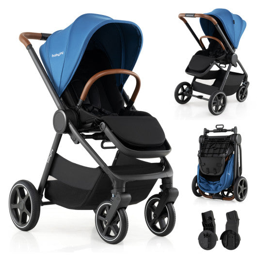 Convertible Travel Baby Stroller with Car Seat Adapters-Blue