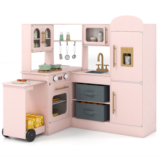 Corner Kitchen with Lights and Sounds for Kids Ages 3+-Pink