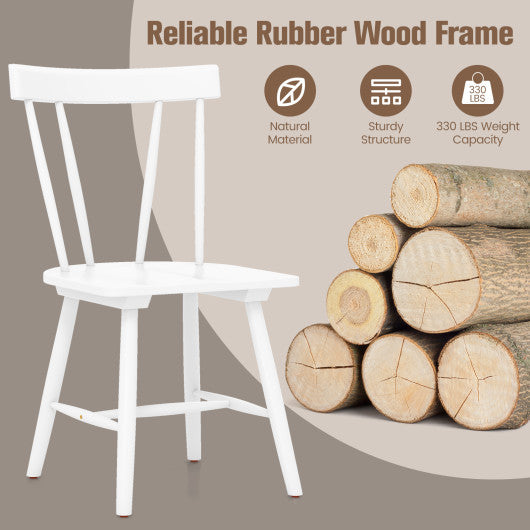 Windsor Style Armless Chairs with Solid Rubber Wood Frame-White