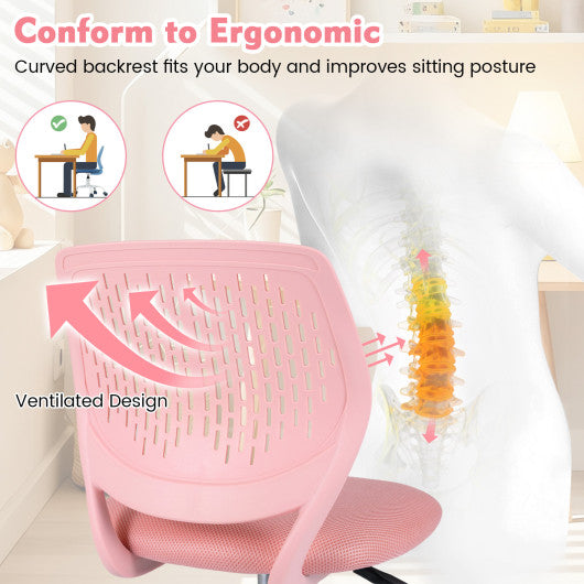 Ergonomic Children Study Chair with Adjustable Height-Light Pink