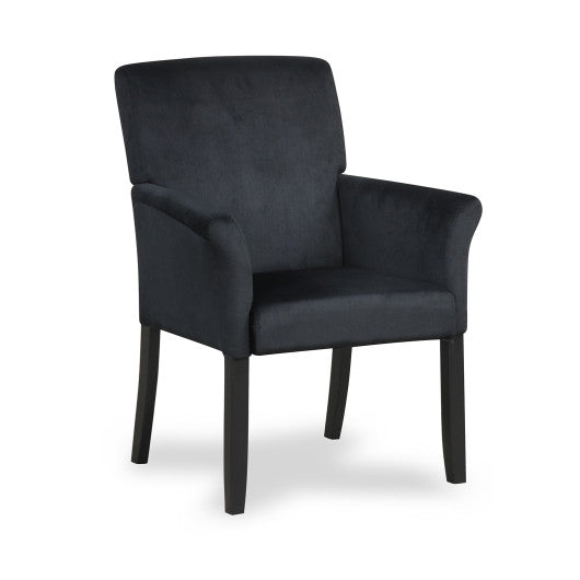 Fabric Upholstered Executive Guest Armchair with Rubber Wood Legs-Black