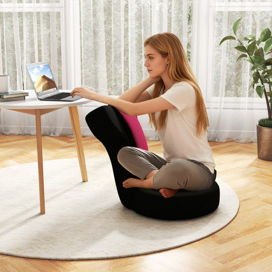 Floor Comfy Gaming Leisure Chair with Adjustable Headrest and Backrest-Pink