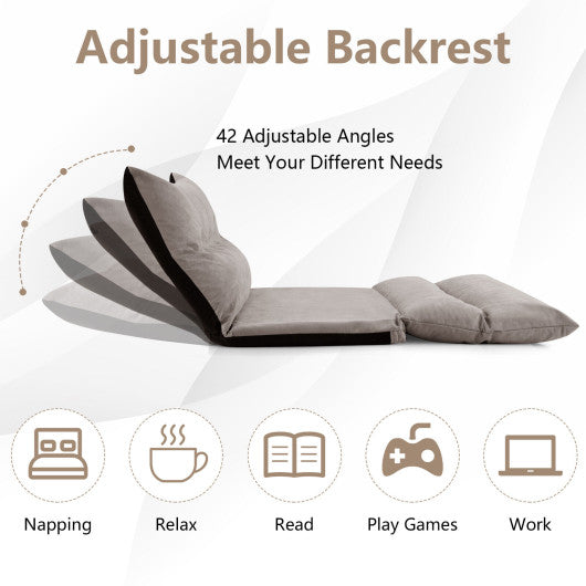 Adjustable Floor Sofa Bed with 2 Lumbar Pillows-Gray