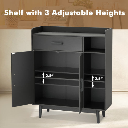 Floor Storage Cabinet Free Standing Cupboard Chest with 1 Drawer-Black
