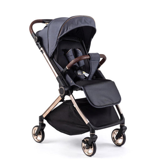 Foldable Baby Stroller with Reversible Handle-Gray