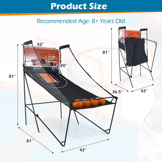 Foldable Basketball Arcade Game Kids Basketball Hoop Machine with 8 Exciting Playing Modes