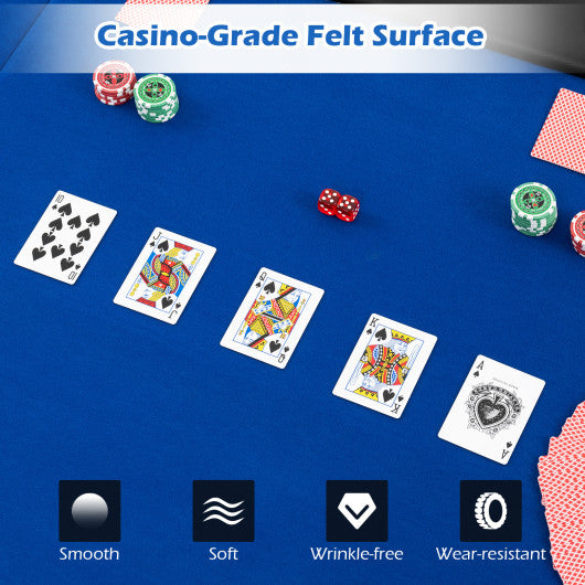 Portable 84 x 42 Inch 10-Player Foldable Padded Poker Table Top-Blue