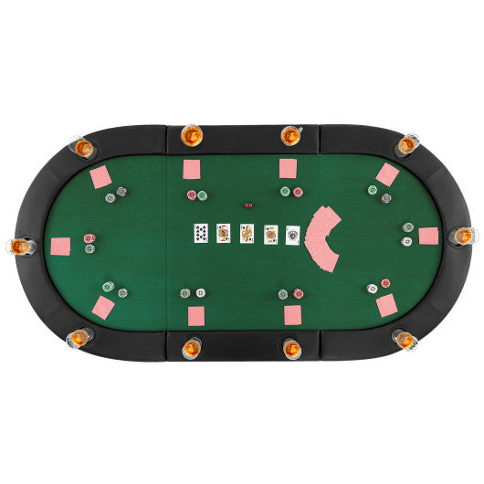 Portable 84 x 42 Inch 10-Player Foldable Padded Poker Table Top-Green