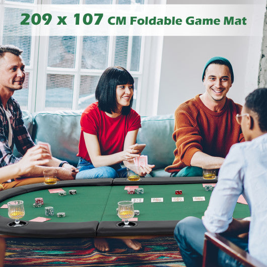 Portable 84 x 42 Inch 10-Player Foldable Padded Poker Table Top-Green