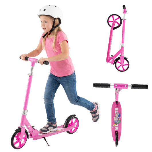 Folding Aluminum Alloy Scooter with 3 Adjustable Heights-Pink