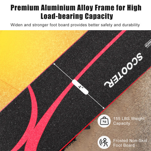 Folding Aluminum Kids Kick Scooter with LED Lights-Red