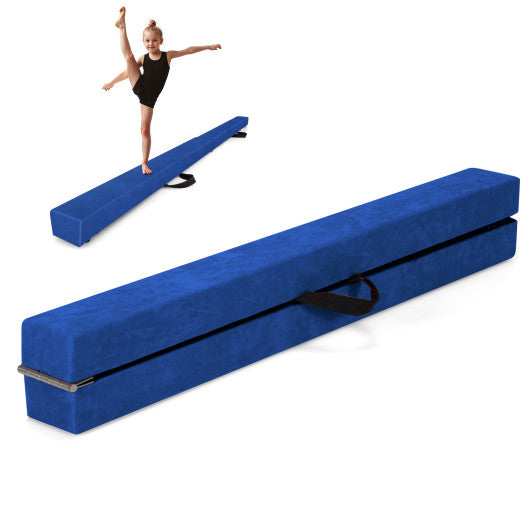 Folding Balance Beam with Solid Wood Base and Anti-slip Bottom-Blue