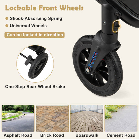 3-in-1 Folding Convertible Newborn Stroller with Detachable Bassinet-Black