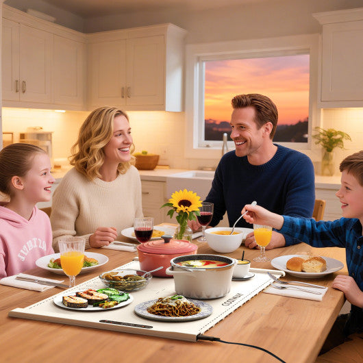 Food Warming Mat Rollable and Portable Electric Warming Tray with Fasting Heating-Beige