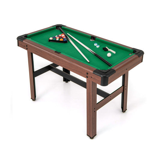 48 Inch Pool Wooden Game Table with Full Set of Ballsfor Kids and Adults-Green
