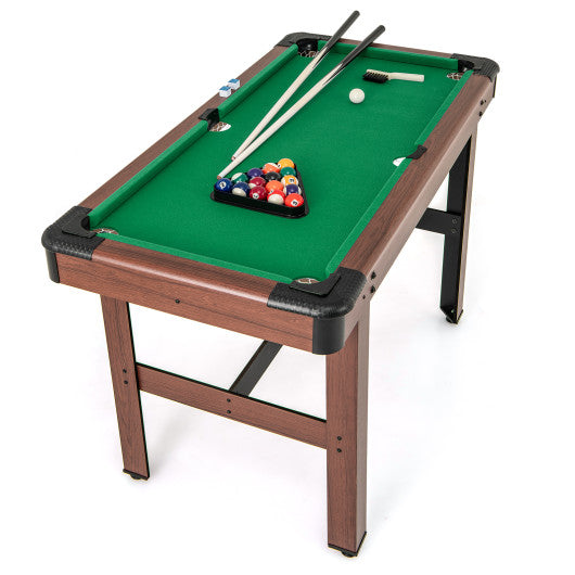 48 Inch Pool Wooden Game Table with Full Set of Ballsfor Kids and Adults-Green