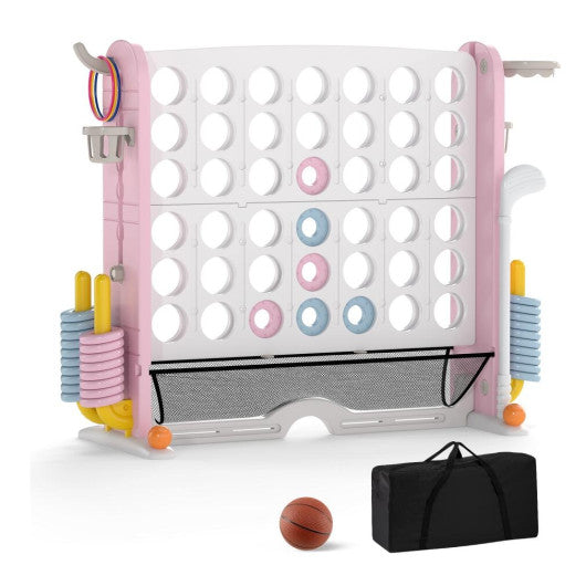 Giant 4-in-a-Row Game Set Jumbo 4-to-Score Game with Storage Bag-Pink