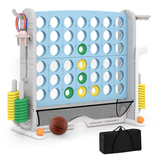 Giant 4-in-a-Row Game Set Jumbo 4-to-Score Game with Storage Bag-Blue