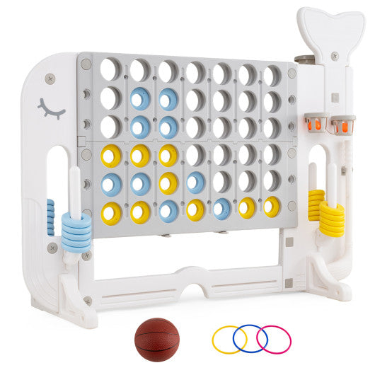 Giant 4-to-Score Game Set Jumbo Connect Four Game with Ring-toss-Gray
