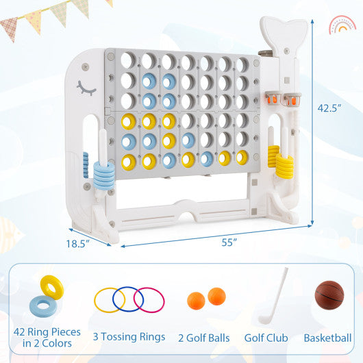 Giant 4-to-Score Game Set Jumbo Connect Four Game with Ring-toss-Gray